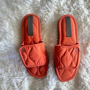 Rag & Bone Women's Orange Quilted hook and loop Eira Slide Sandal size 38